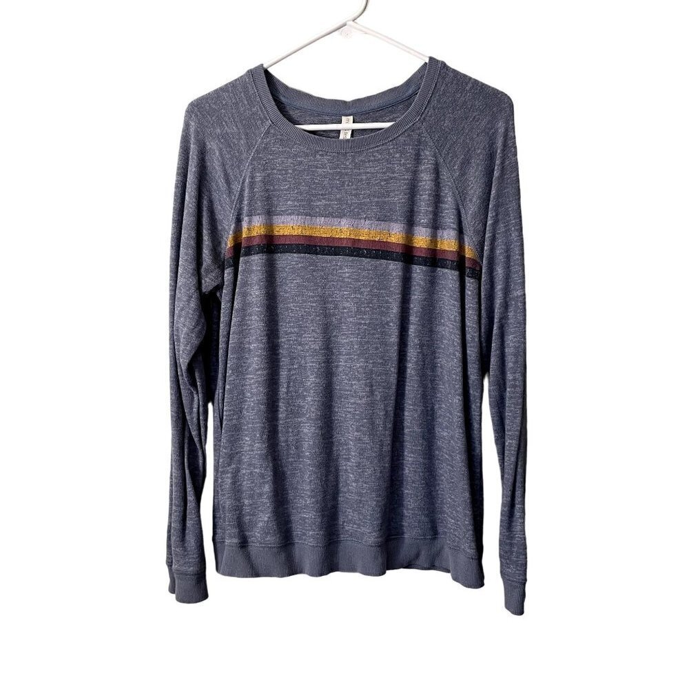 Mia & Tess blue and yellow stripe sweater long sleeved crewneck warm top comfort